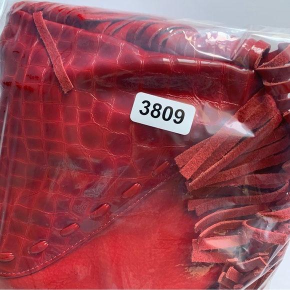 Zina Eva Red Leather Fringe Hobo Bag! - Picture 11 of 11